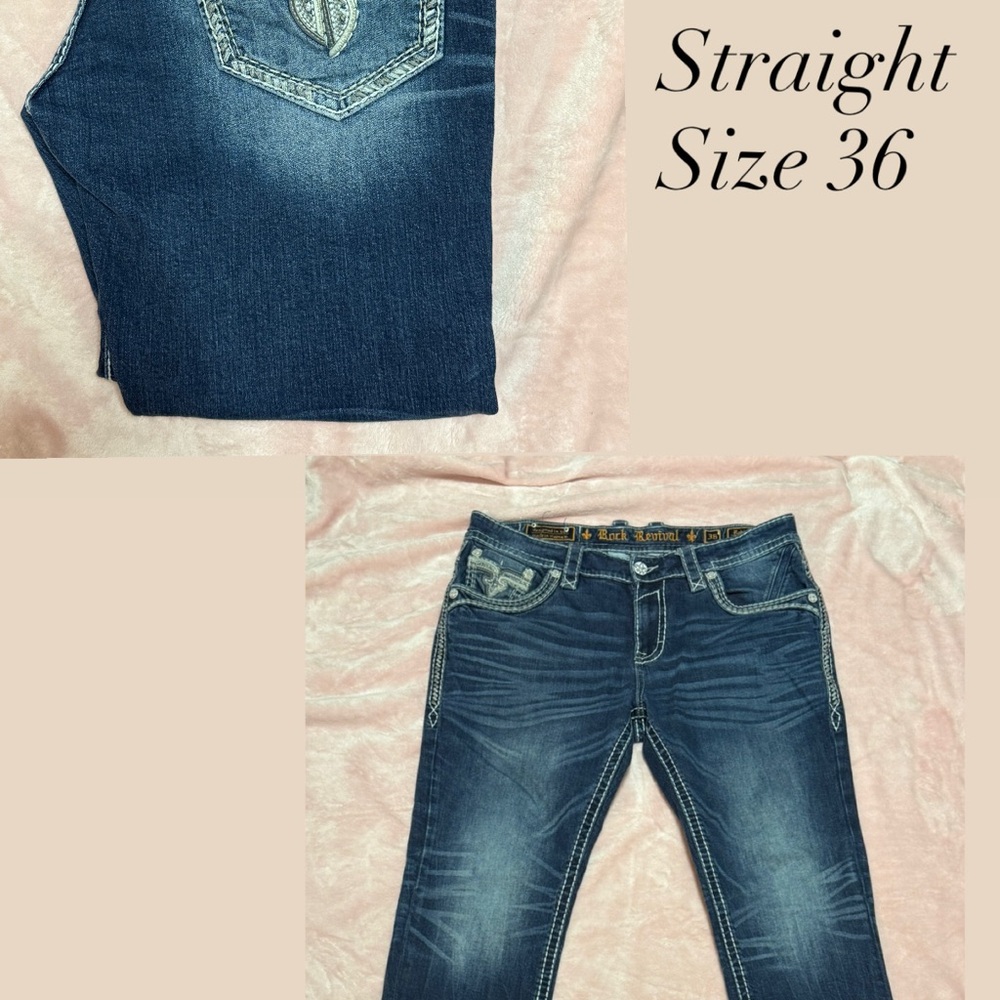 Rock Revival Dark Blue Straight Men's Jeans